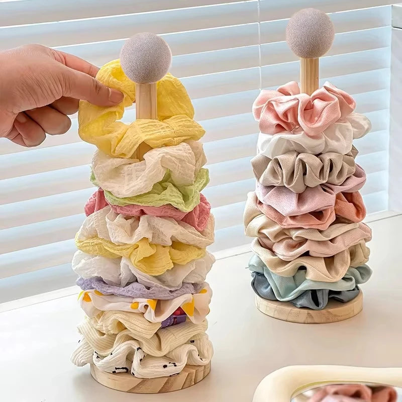 Wooden Hair Scrunchie Holder Organizer Display Stand for Jewelry Braclets - 13