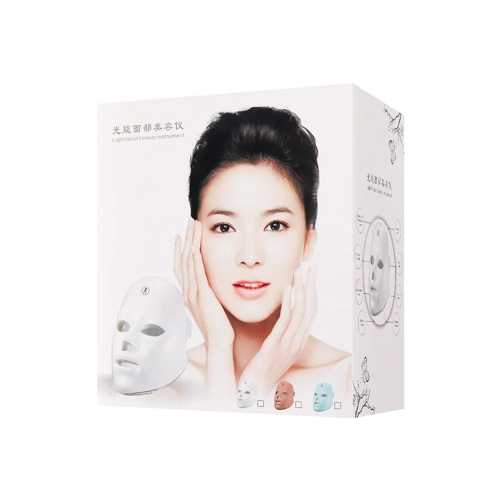 Rechargeable 7 Color LED Photon Light Therapy Facial Skin Mask