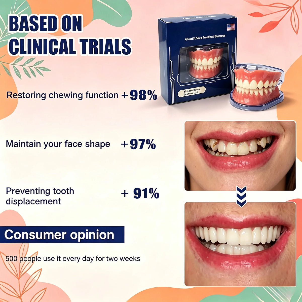Instant Smile Fake Teeth Full Mouth Set Cosmetic Denture Accessory
