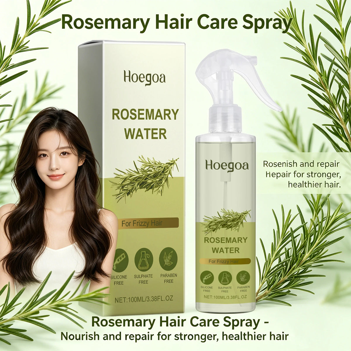 Rosemary Hair Spray for Oil Control & Frizz Repair