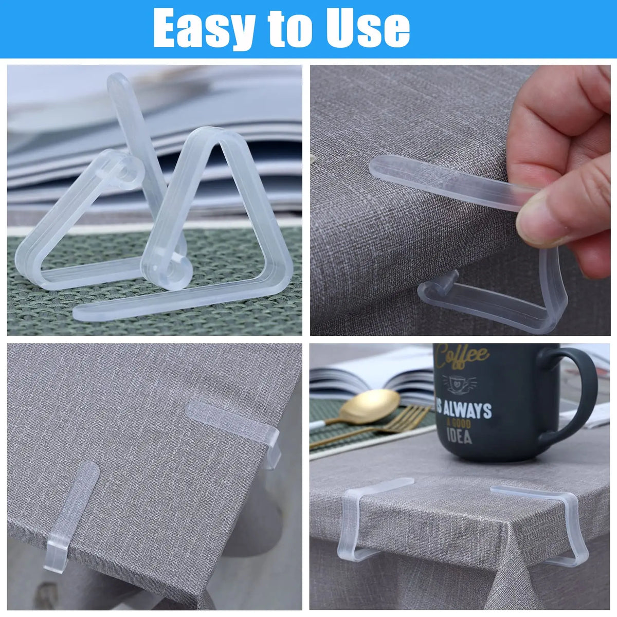 Clear Tablecloth Clips Anti Slip Table Cover Holder Set 6 12 24 Pack