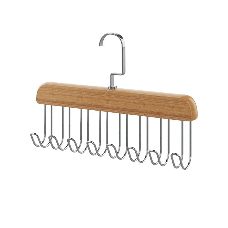 8 Hook Wooden Closet Organizer Rack for Belts Ties and Accessories - 16