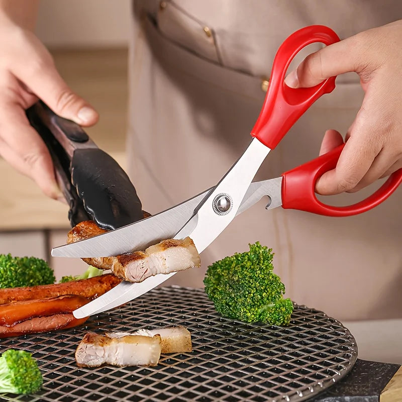 2pc Stainless Steel Kitchen Scissors Heavy Duty BBQ Meat Poultry Shears - 2