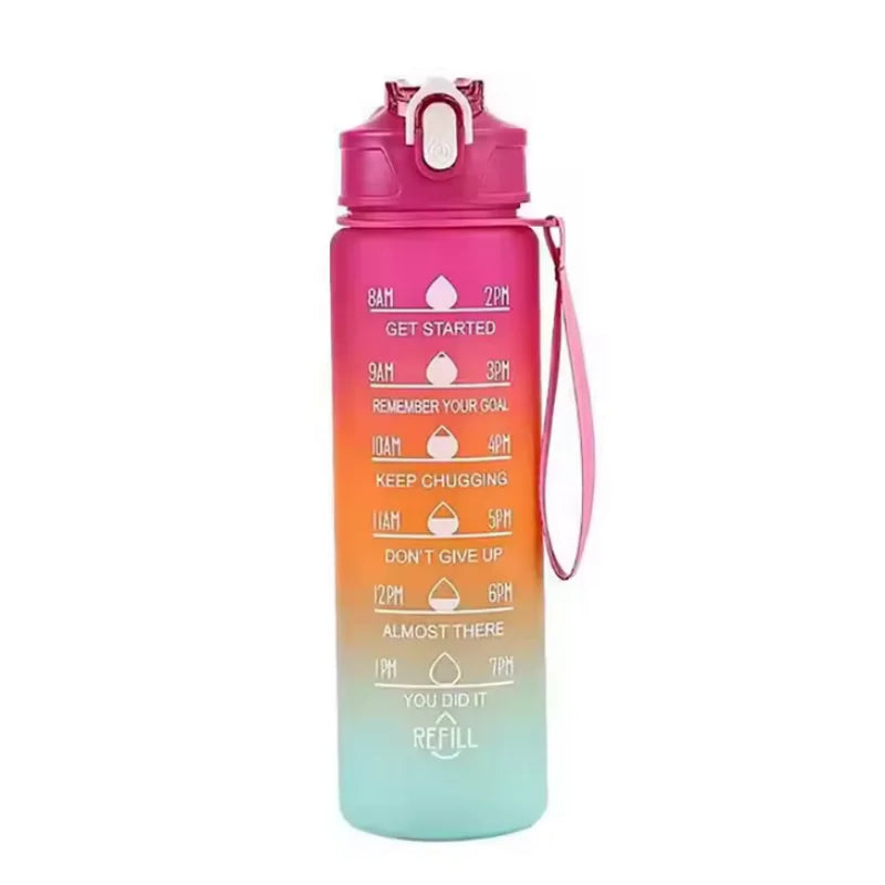 900ml Motivational Water Bottle Leak Proof Sports Jug with Straw