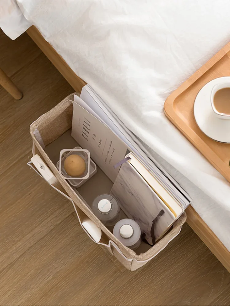 Cotton Linen Bedside Hanging Organizer Storage Bag for Crib Nursery - 5