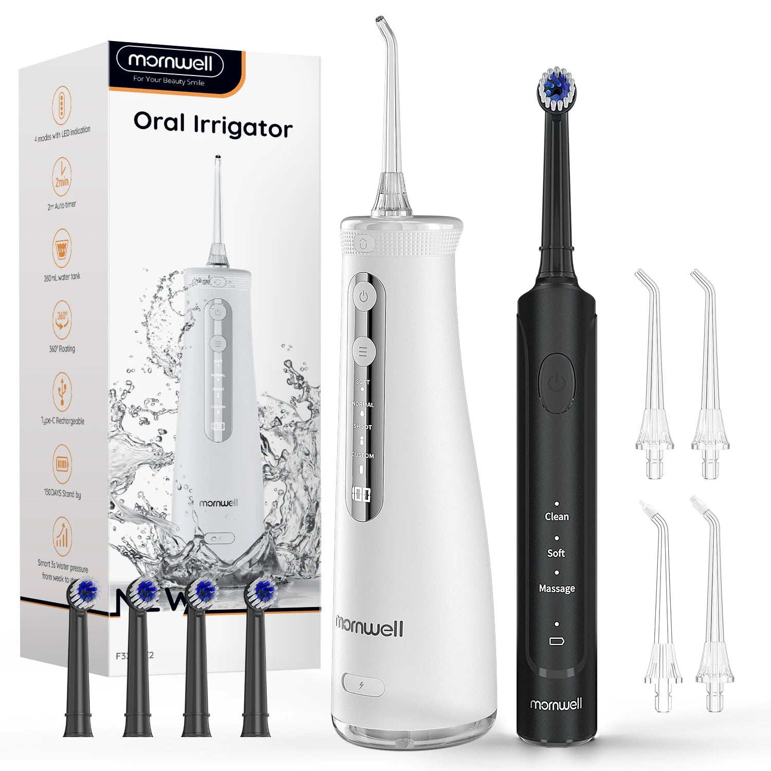 Electric Toothbrush Water Flosser Combo Oral Irrigator Kit - 19