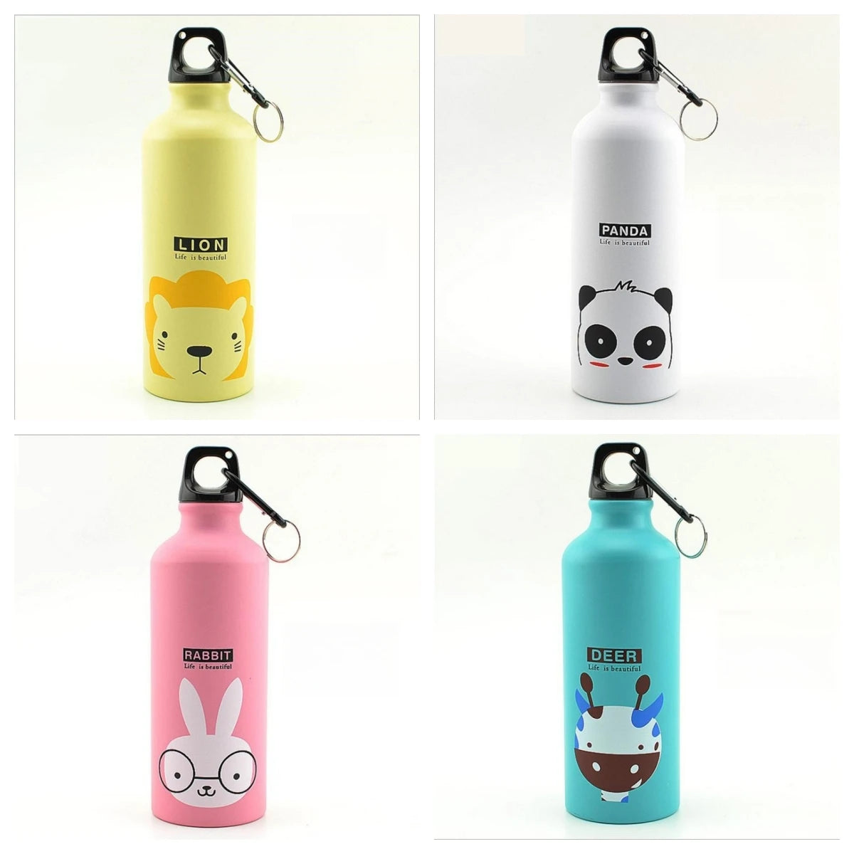 Cute Animal Water Bottle 500ml Portable Aluminum Kids Sports Flask - 7