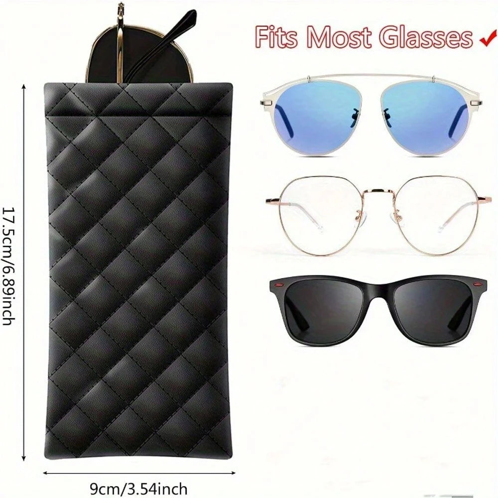 Soft PU Leather Eyeglasses Case Portable Sunglasses Pouch Organizer