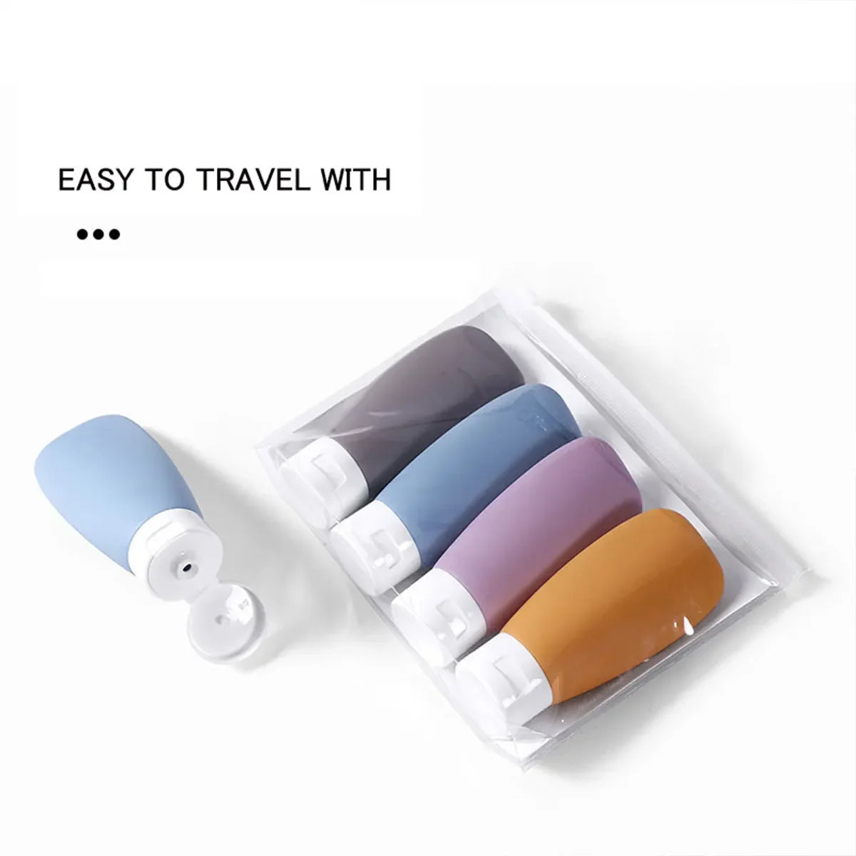 4-Piece Silicone Leak-Proof Travel Bottle Set for Toiletries Lotion - 2