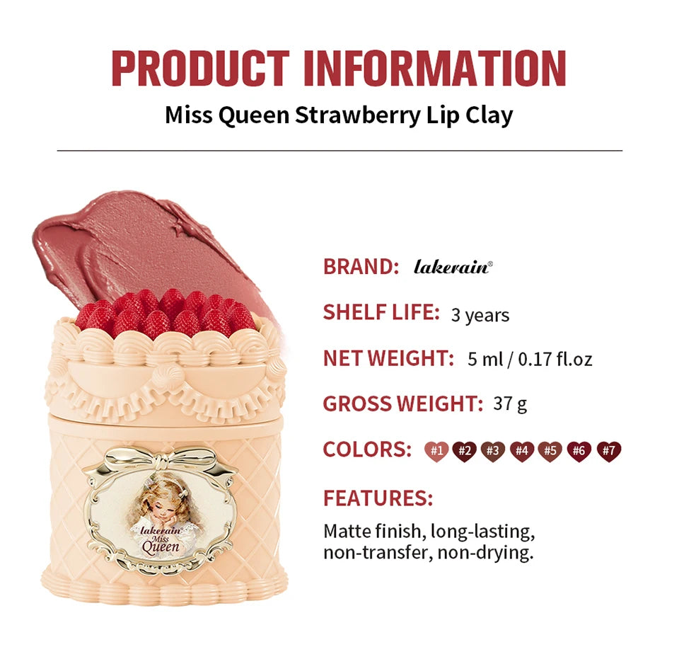 Strawberry Cake Lip Mud Matte Velvet Lipstick