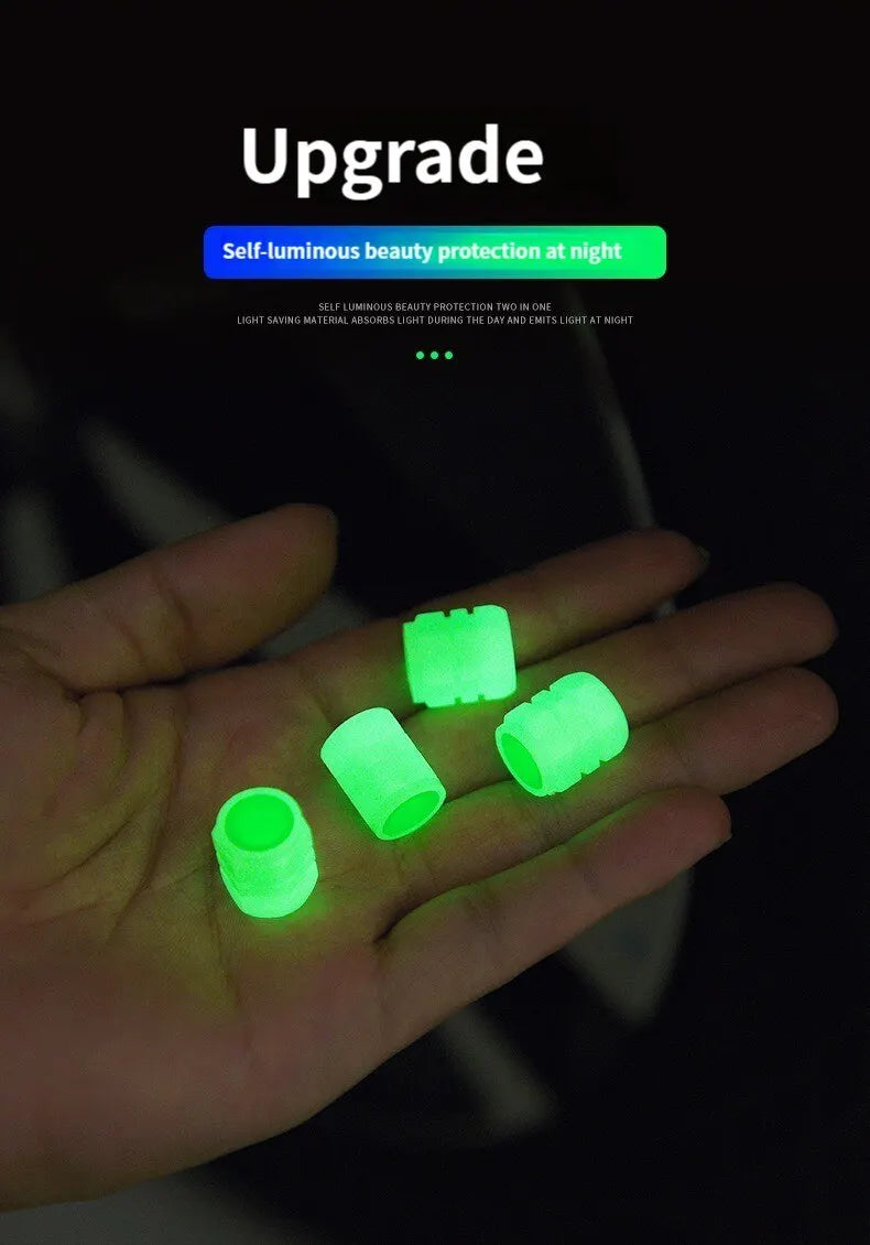Luminous Tire Valve Caps Glow in the Dark Wheel Stem Covers for Vehicles - 13