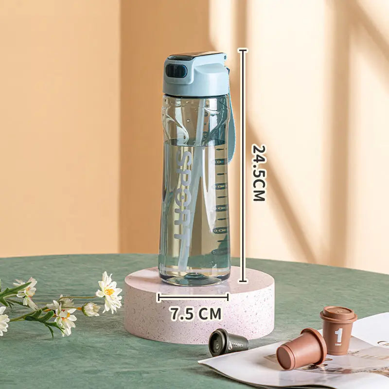 800ml Portable Sport Water Bottle with Straw Leak Proof Gym Cup - 5