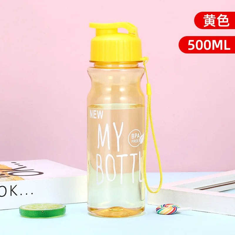 500ml Transparent Sport Water Bottle BPA Free Leakproof Travel Cup