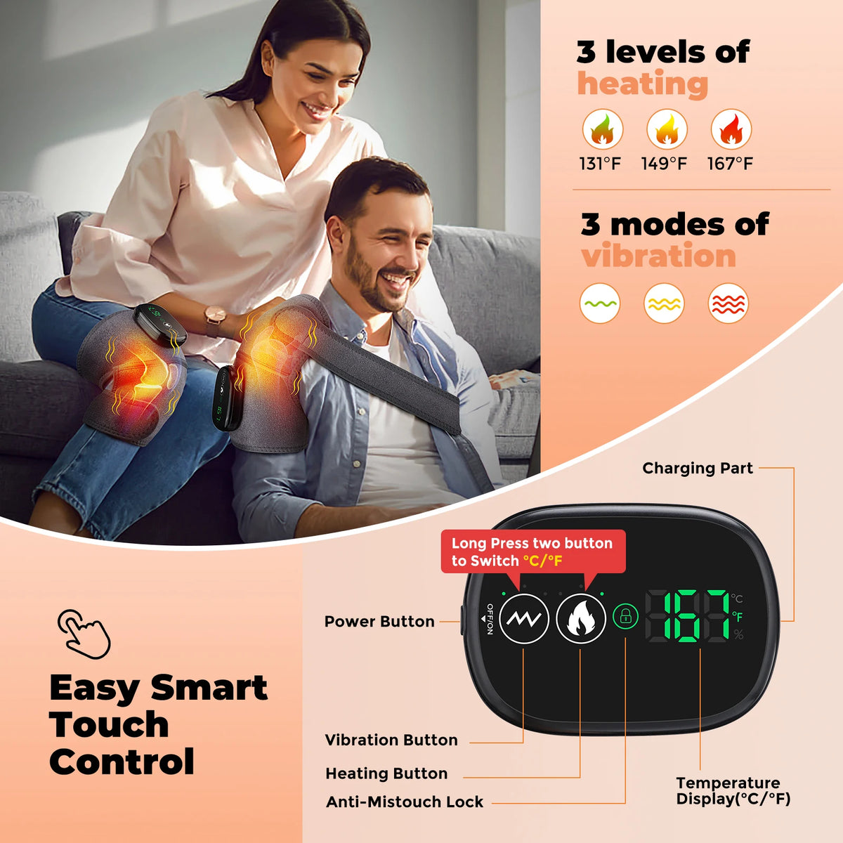 Cordless Heated Knee Massager and Heating Pad
