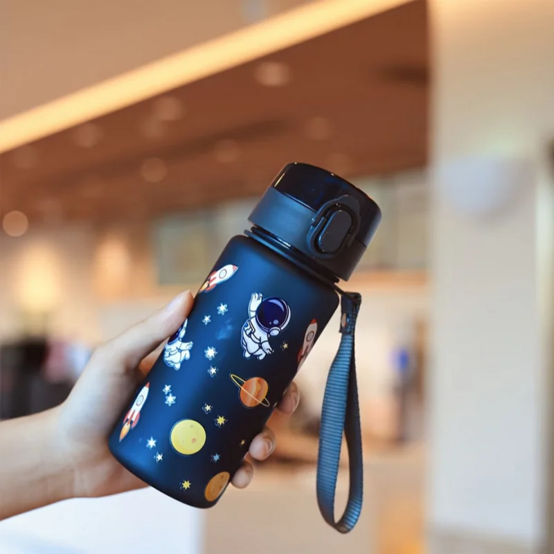 400ml 3D Cute Pattern Water Bottle Portable Sports Flask with Strap - 24