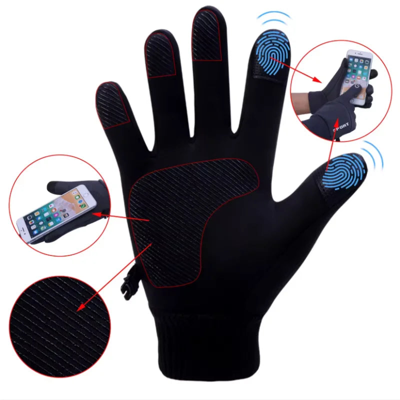 Winter Thermal Touch Screen Gloves Waterproof Windproof Cycling Mitts - 2