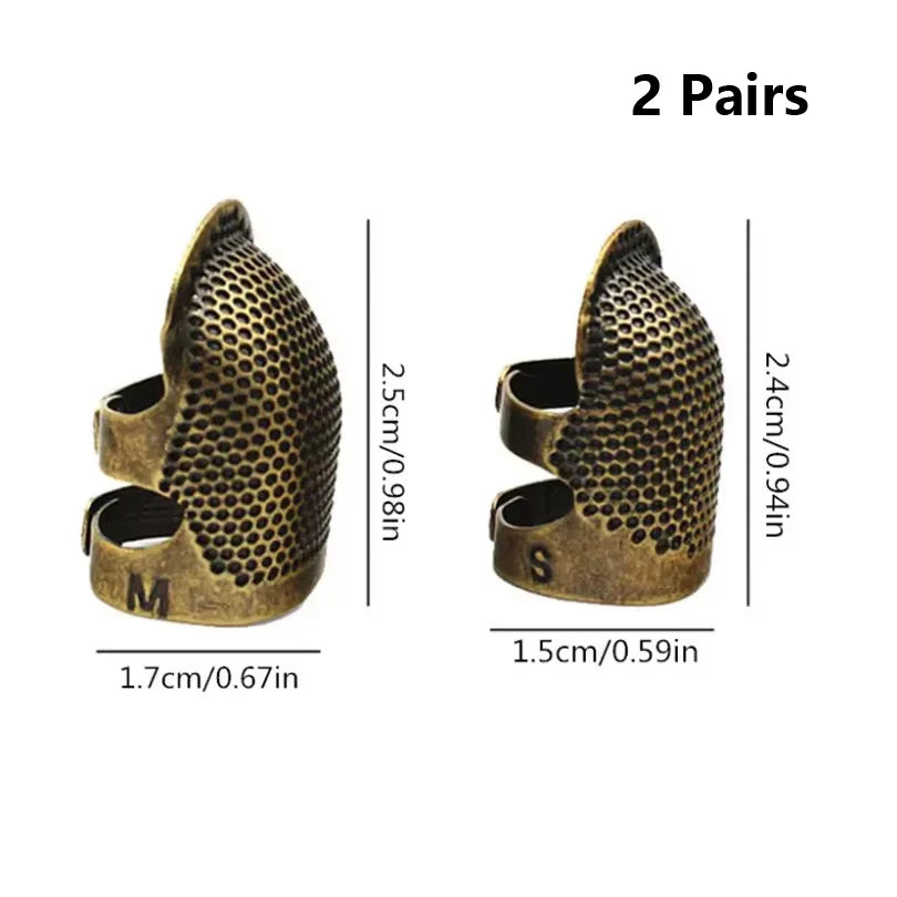 2PCS Vintage Adjustable Sewing Thimble Metal Finger Guard Needle Tool