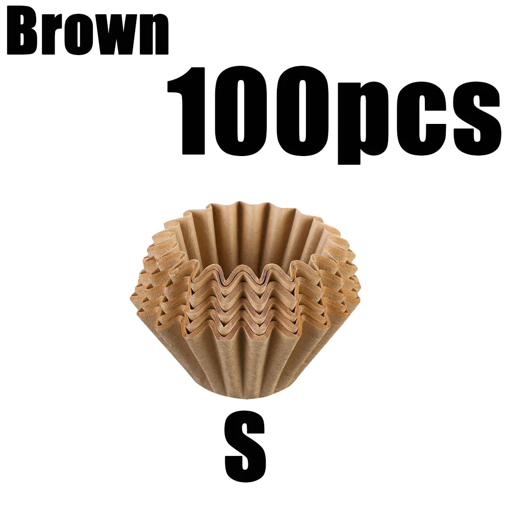 50/100pcs Coffee Filter Paper Bowl Shape Drip Basket for Pour Over Brew