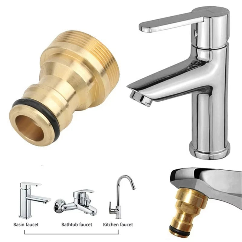Universal Brass Faucet Adapter Connector for Garden Hose and Mixer Tap - 8