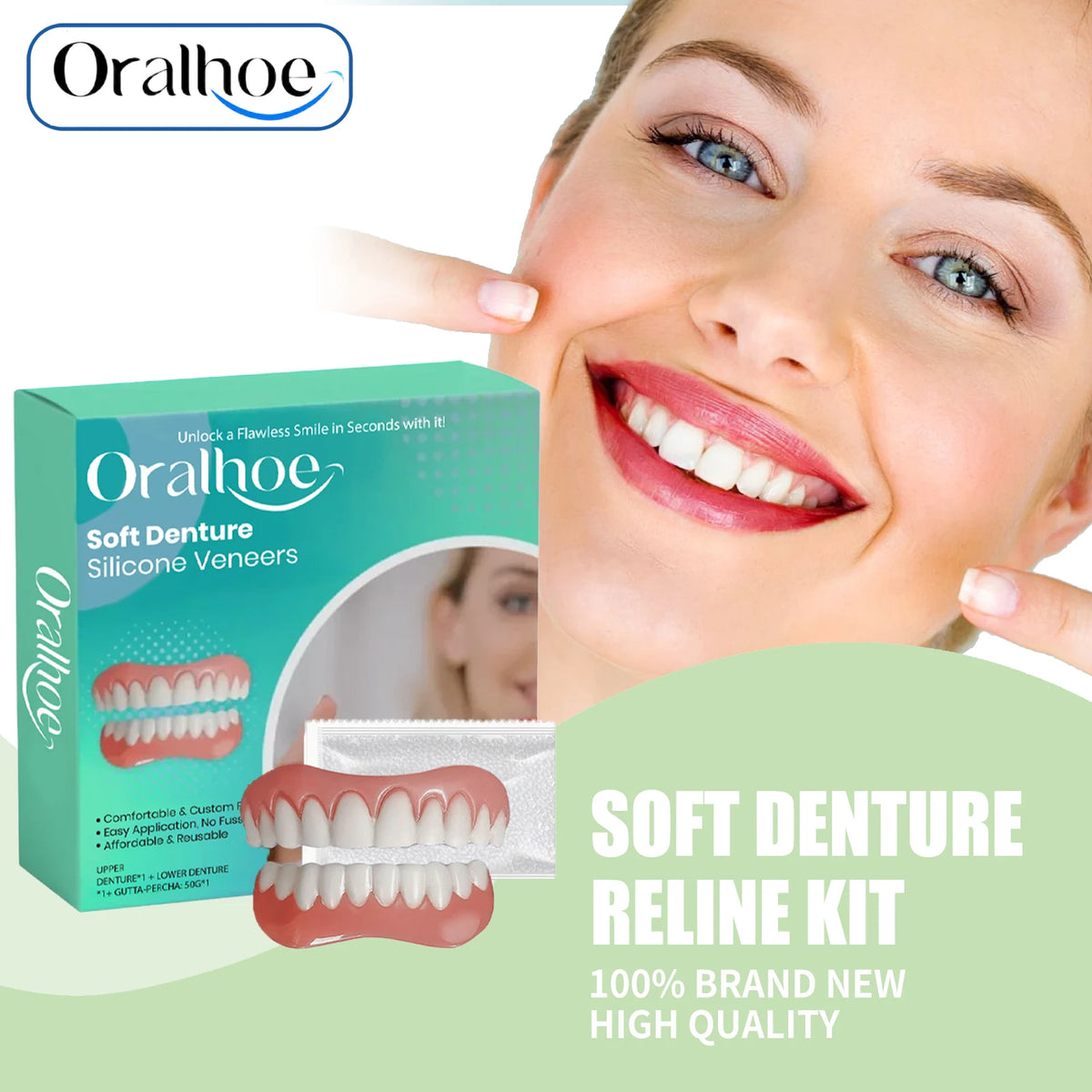Silicone Dentures False Teeth Full Set Reline Kit
