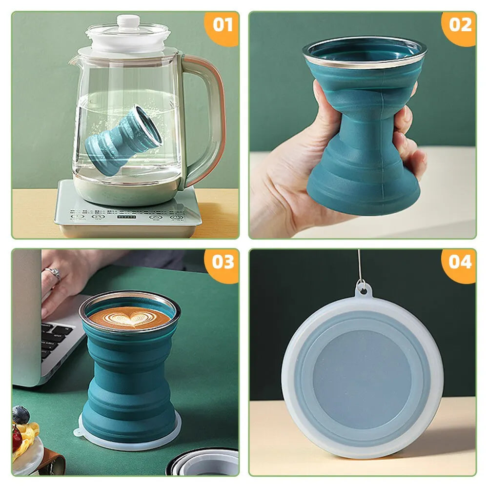 Portable Silicone Collapsible Cup Foldable Travel Mug for Hot Drinks - 5