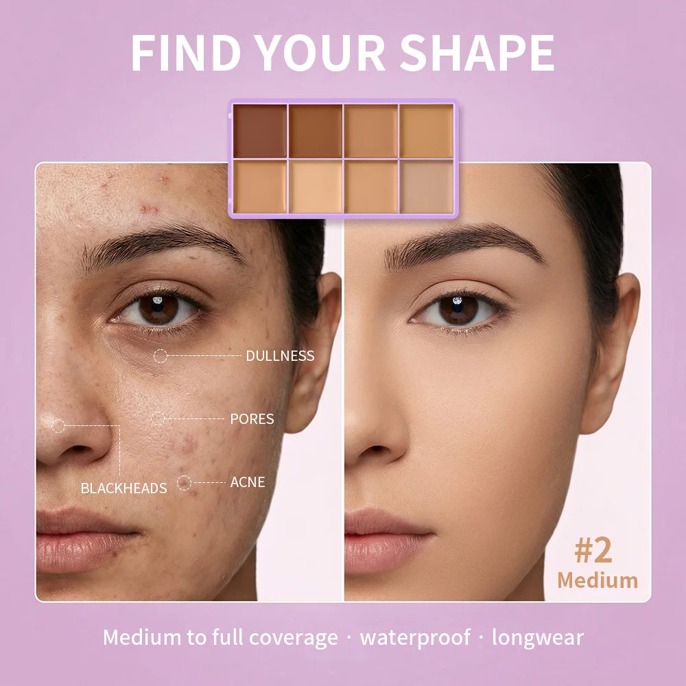 Cream Concealer Palette Full Coverage Contour & Tattoo Cover Makeup