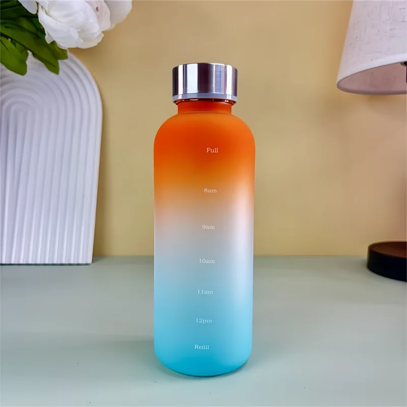 550ml Motivational Water Bottle with Time Marker Leakproof Sports Flask - 12