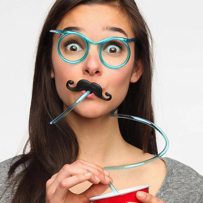 Funny Straw Glasses Creative Flexible Drinking Straws for Kids Party