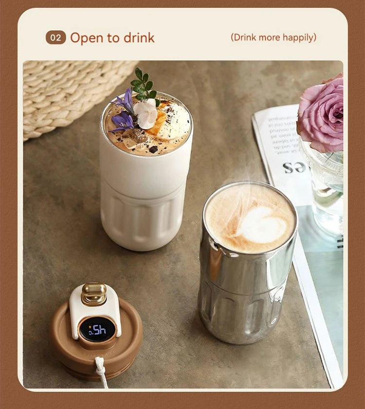 Smart Stainless Steel Coffee Mug with LED Temperature Display Travel Flask