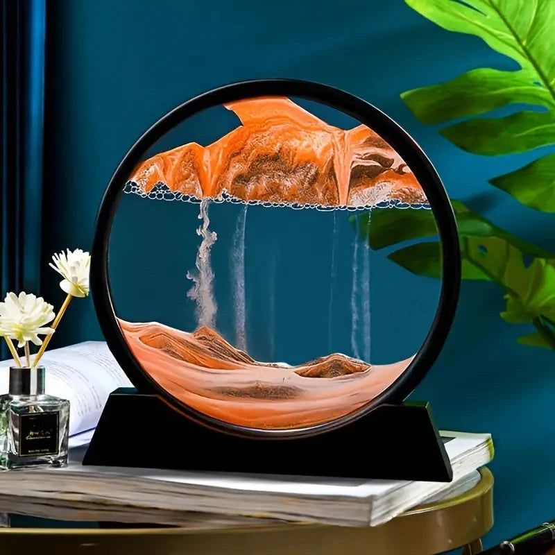 3D Dynamic Quicksand Art Moving Sand Picture Round Desktop Ornament