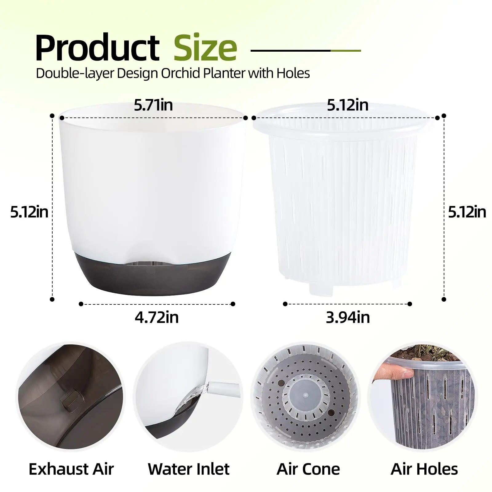 YOCITY Self Watering Orchid Pot Clear Inner Planter with Drainage Holes - 12
