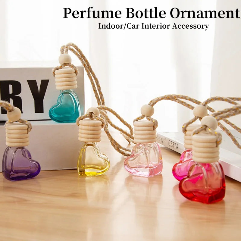 Heart Shaped Car Perfume Bottle Hanging Essential Oil Diffuser Ornament