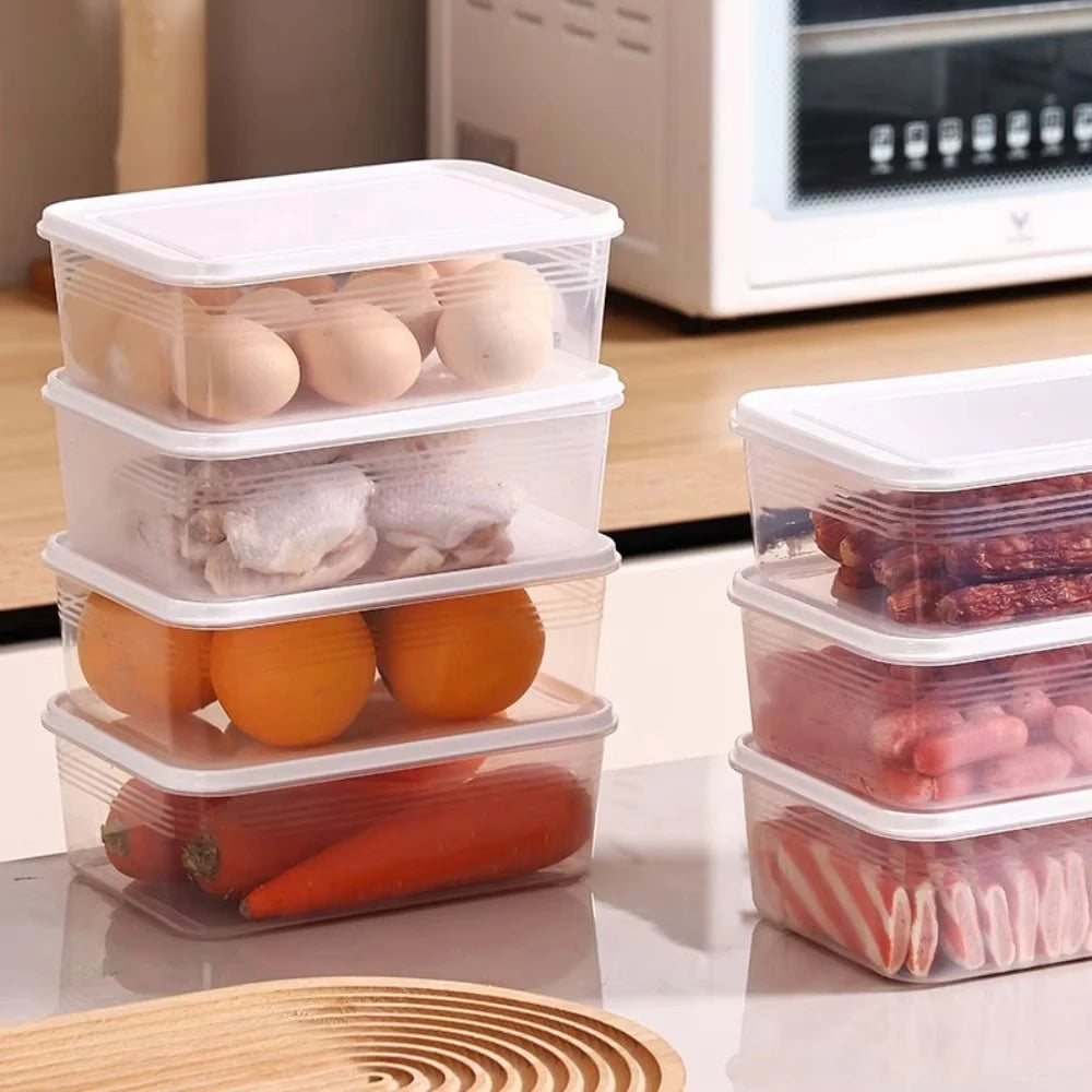 Clear Refrigerator Storage Box Food Preservation Kitchen Organizer Set