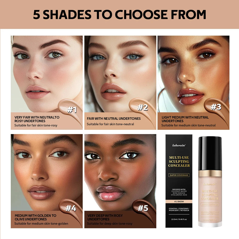 Lakerain Waterproof Concealer Matte High Coverage Liquid Foundation - 1