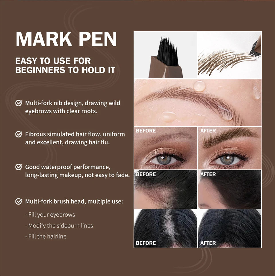 Waterproof Liquid Eyebrow Pencil Multi Fork Tattoo Pen - 14