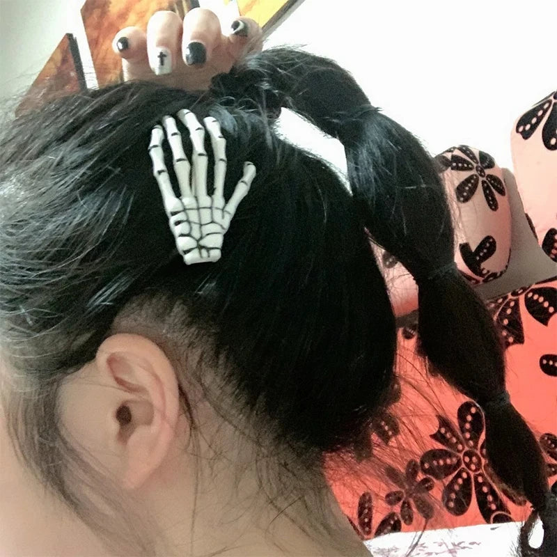 Skeleton Hand Hair Clip Gothic Punk Halloween Horror Hair Accessories - 9