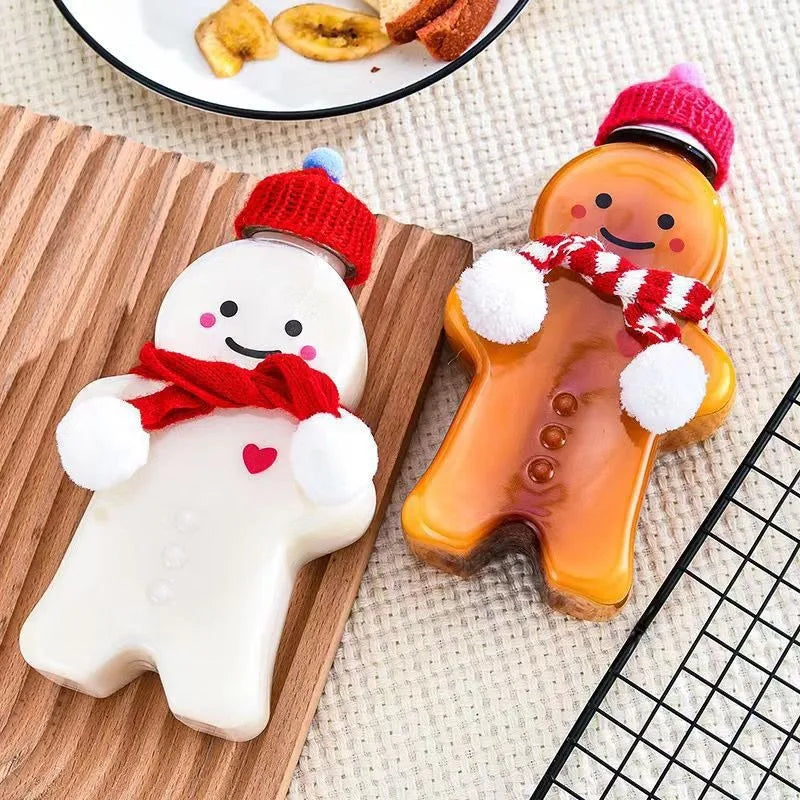 Christmas Gingerbread Man Water Bottle Portable Milk Tea Jar 2 4 Pack