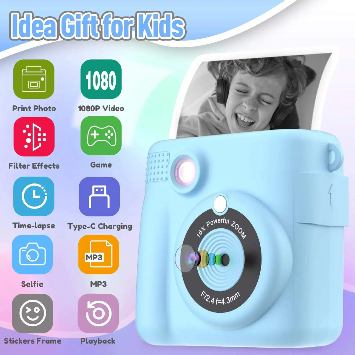 Instant Print Kids Camera Digital Video Toy