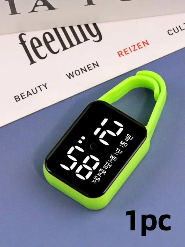 2pcs LED Digital Keychain Watch Portable Touch Screen Fob Pocket Clock