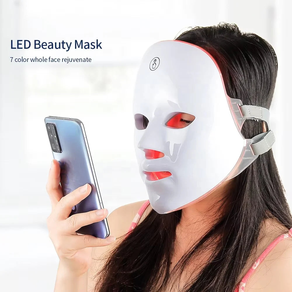 Rechargeable 7 Color LED Photon Light Therapy Facial Skin Mask