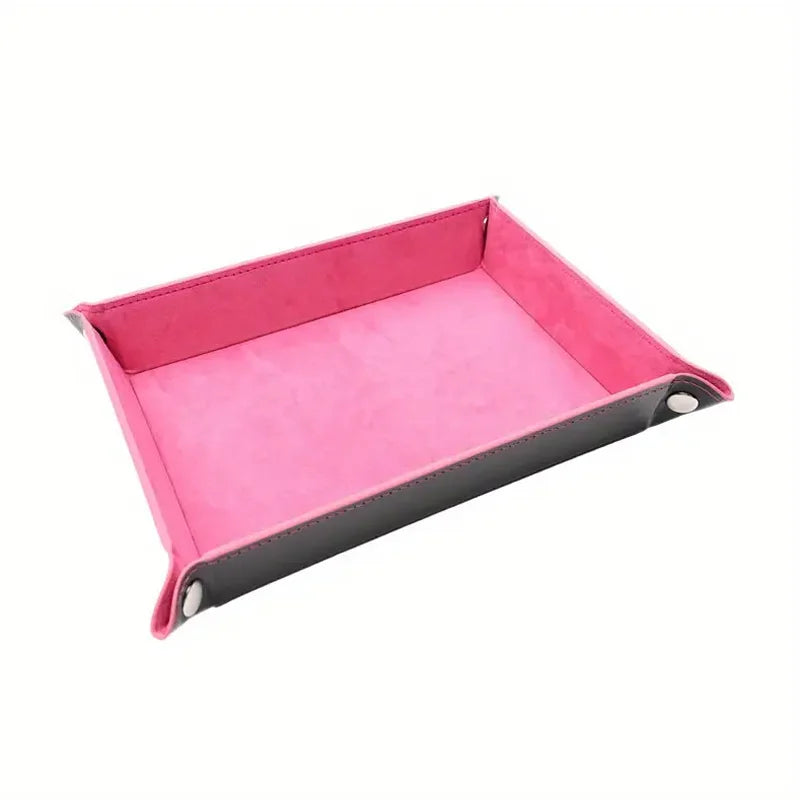 Foldable Leather Dice Tray Collapsible Valet Storage Organizer Box - 9