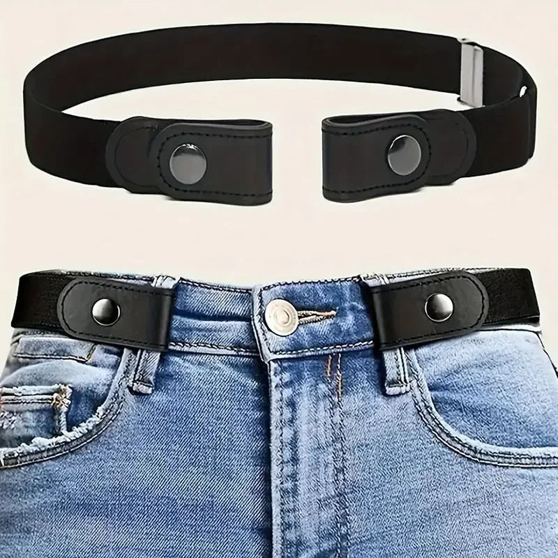 Invisible Elastic Belt Buckle Free Stretch Waistband for Jeans