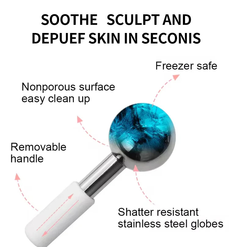 Stainless Steel Ice Globes Facial Cryo Sticks Cooling Roller - 8