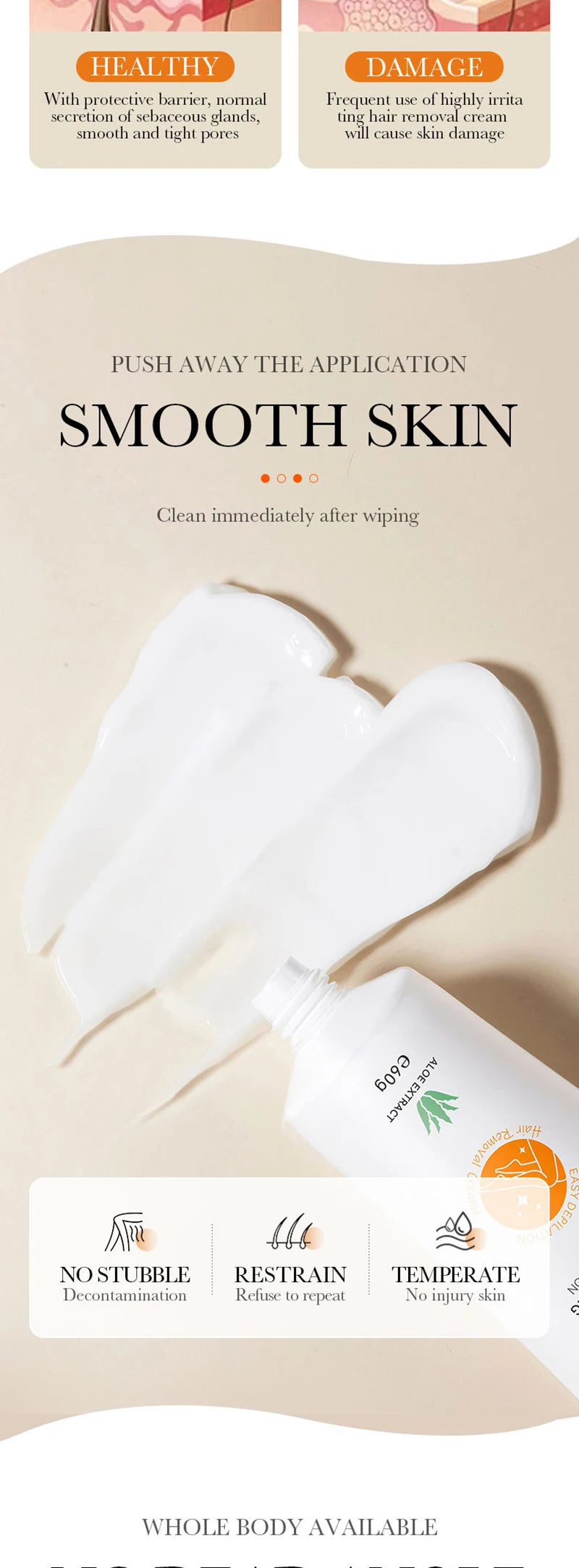 Painful Free Hair Removal Cream Body Care Epilator Cream