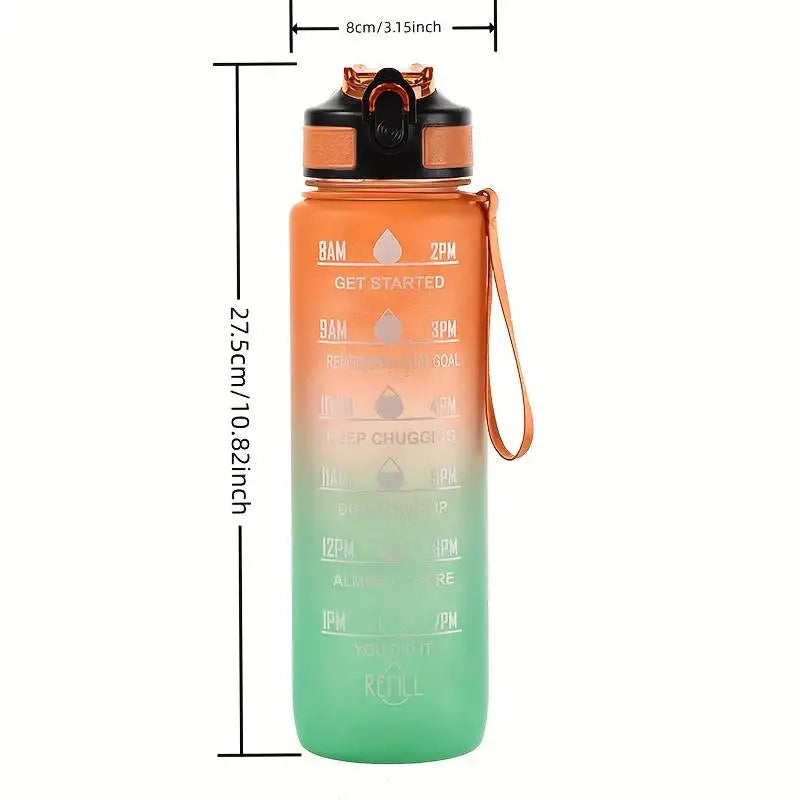 1000ml Gradient Sports Water Bottle Large Capacity Straw Gym Cup - 3