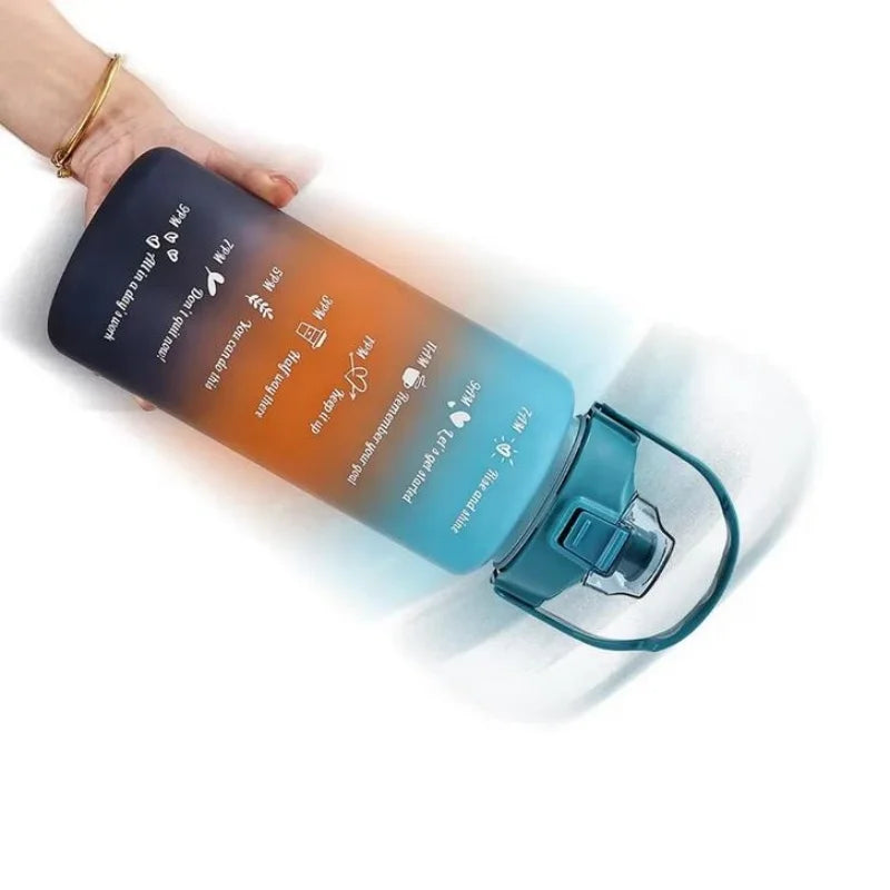 2L Motivational Water Bottle with Straw Leakproof Gym Sports Jug
