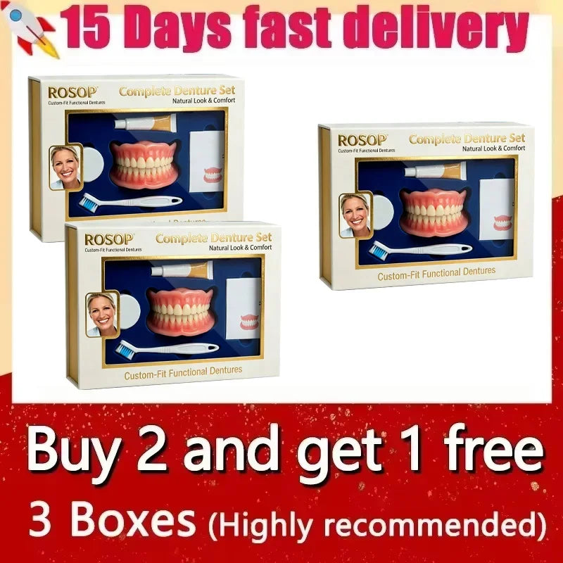 Silicone Full Set Upper Lower False Teeth Cosmetic Smile - 12
