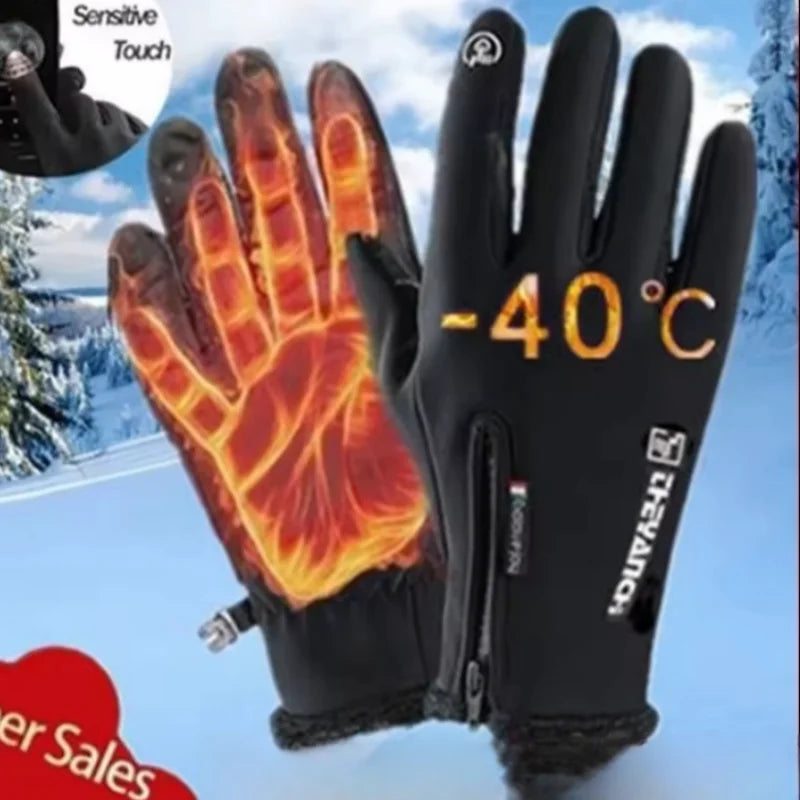 Mens Thermal Winter Gloves Waterproof Touch Screen Non-Slip Riding Gear - 1