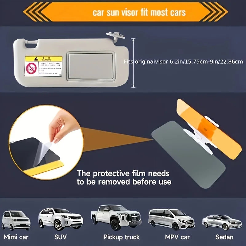 2-in-1 Car Sun Visor Extender Anti-Glare Day and Night Driving Shield