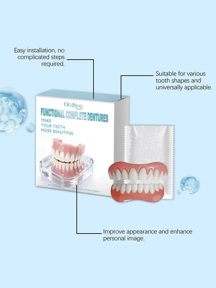 Instant Smile Dentures Full Set Silicone Veneers Fake Teeth Upper Lower - 12
